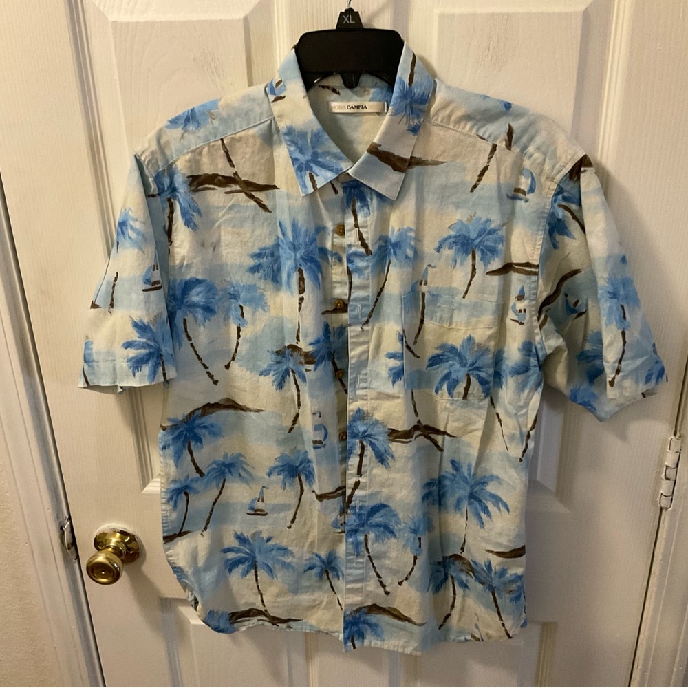 Moda Blue and Brown Casual Button Down Shirt